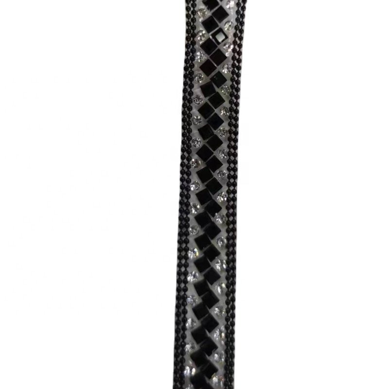 Wholesale New fancy design heat transfer rhinestone tape hot fix tape apparel trimmings for dresses swimwear shoes