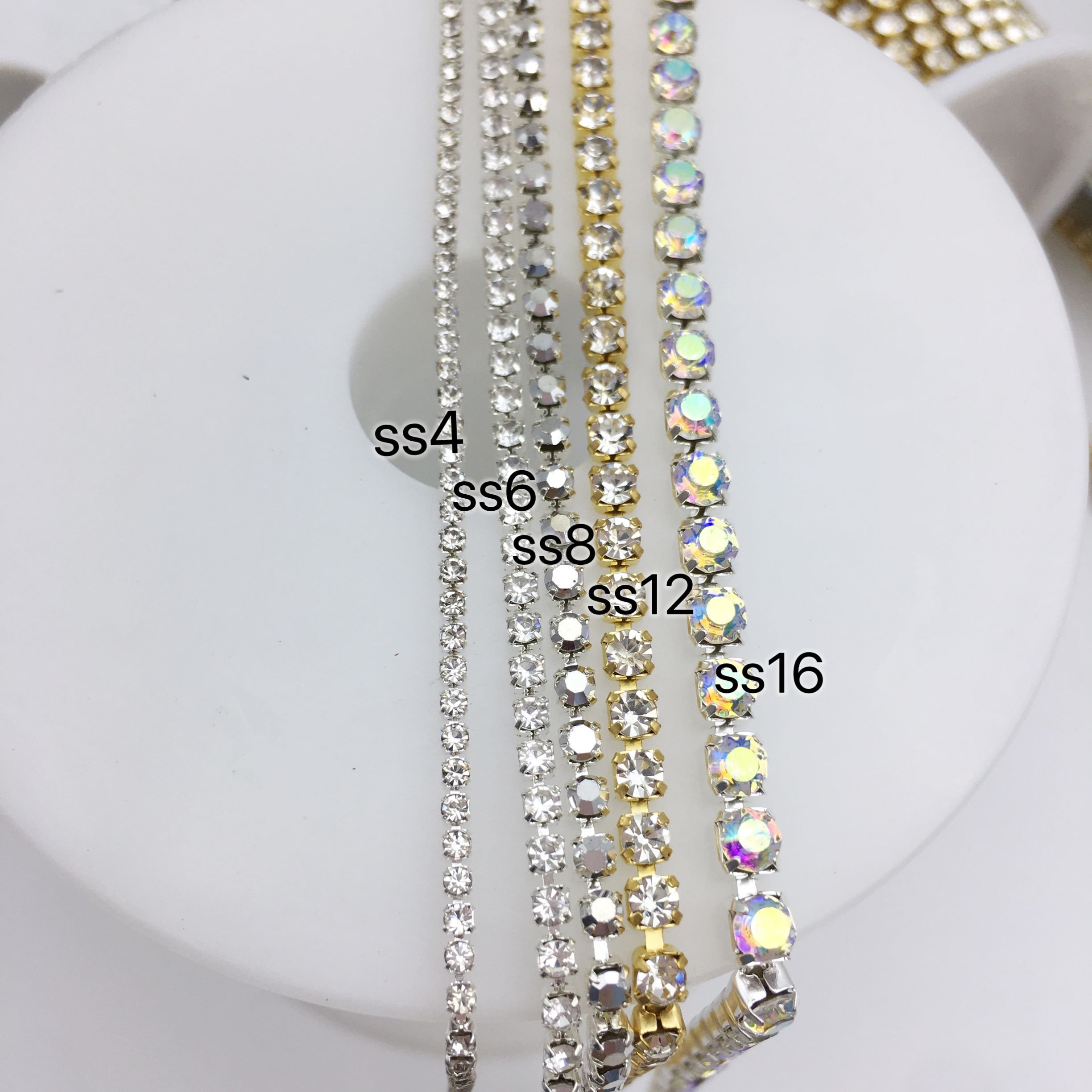 SINRONG Wholesale Sew-On Rhinestone Decorative Chain White/AB Crystal Diamond Motif Loose Rhinestones for Wedding Accessories