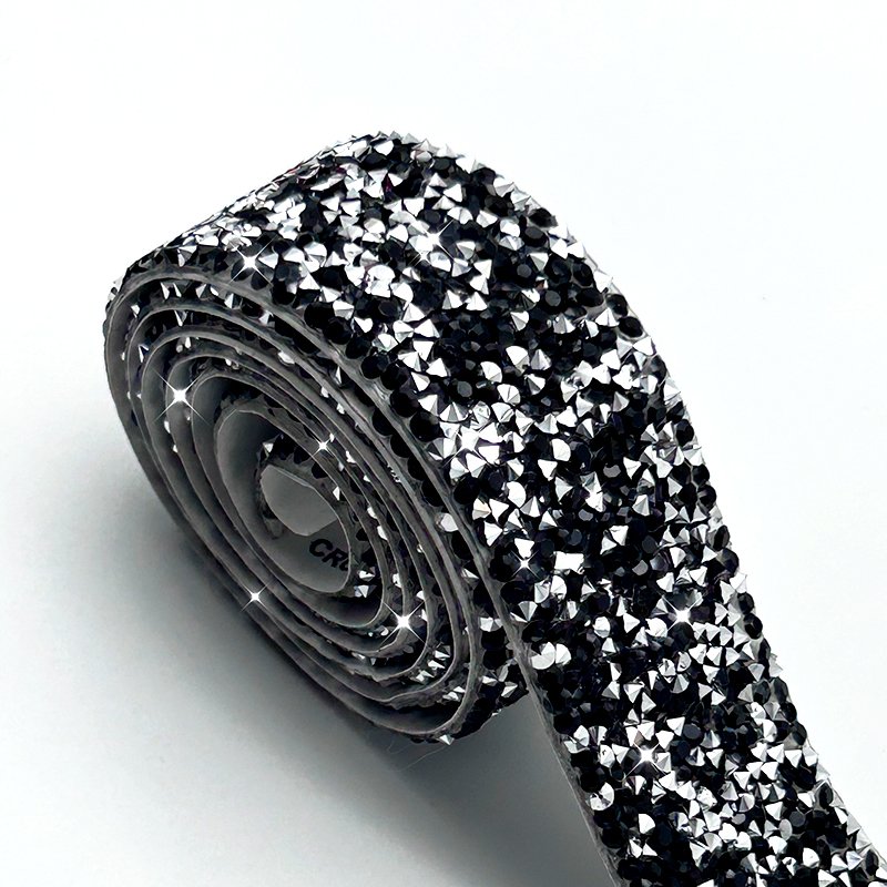 Bling Rhinestone Tape 1 yard Self adhesive crystal trim black hotfix rhinestone roll adhesive decoration strip