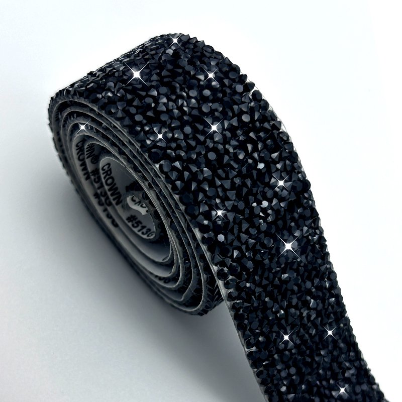 Bling Rhinestone Tape 1 yard Self adhesive crystal trim black hotfix rhinestone roll adhesive decoration strip