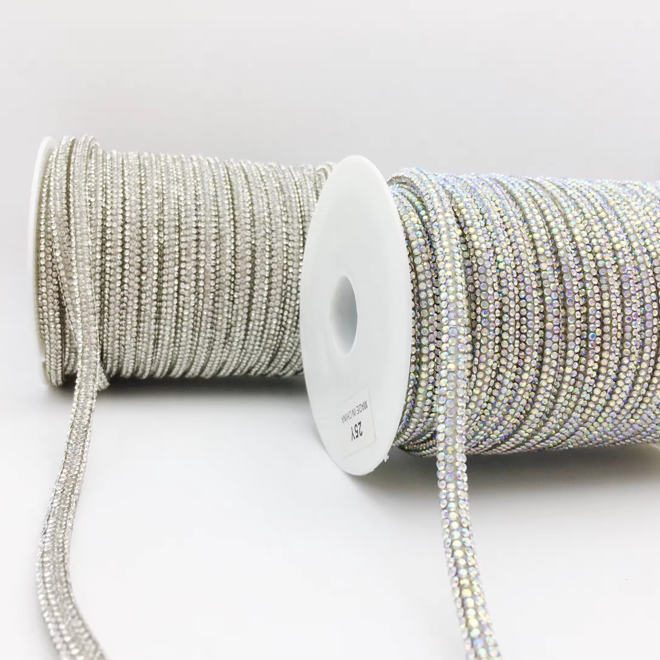 SINRONG 6mm 8-row Crystal decorative shoelace DIY rope water diamond rope Rhinestone flash tube color shoelace glue technology