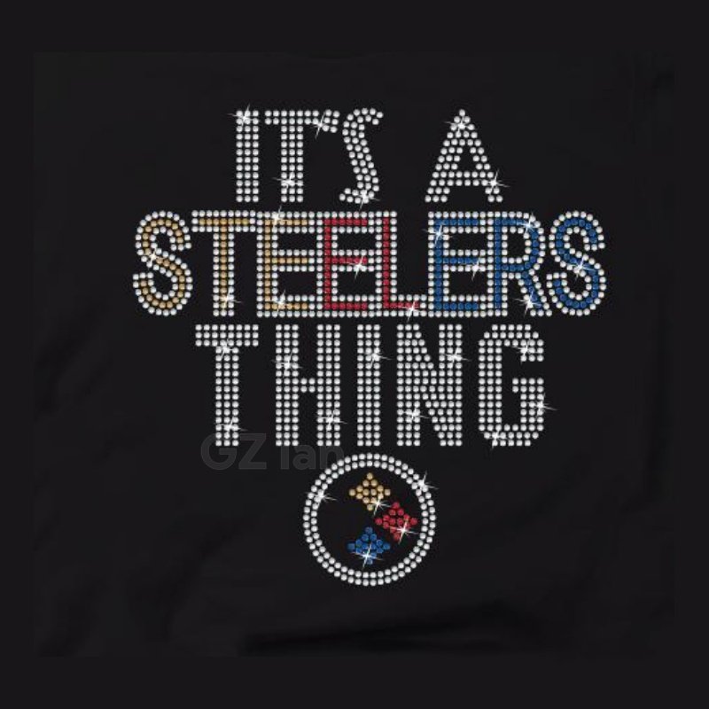 Steelers Custom Rhinestone Transfers Hotfix Sport Team Football Motif Crystal Rhinestone Iron On Transfer