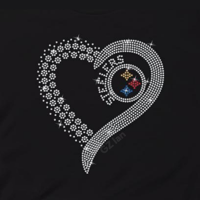 Steelers Custom Rhinestone Transfers Hotfix Sport Team Football Motif Crystal Rhinestone Iron On Transfer