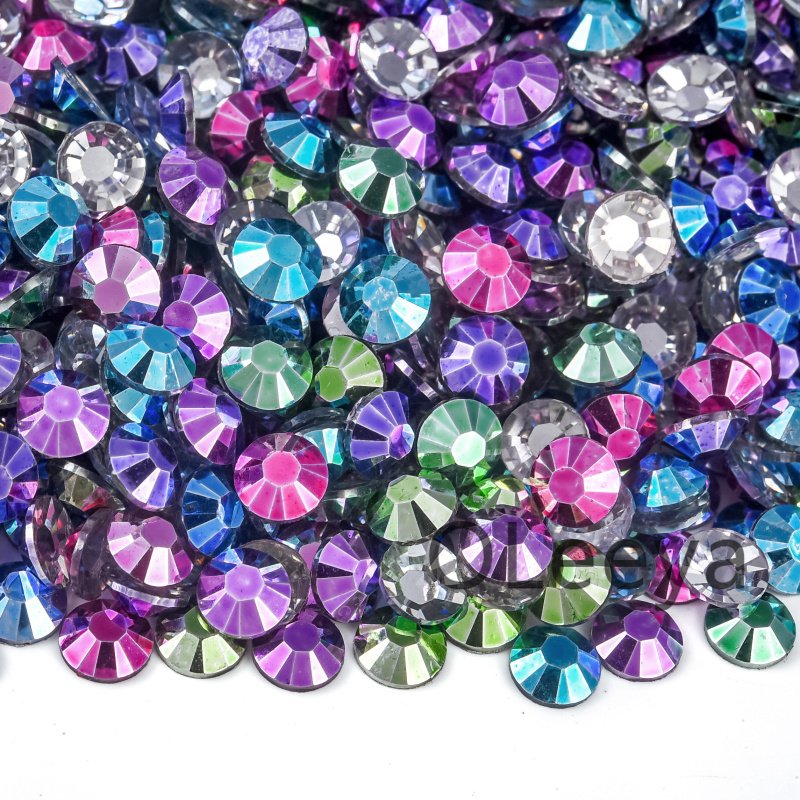 Oleeya Factory Wholesale Resin 3mm 4mm 5mm Resin Flatback Rhinestones Non Hotfix Rhinestone for tumblers resin crafts DIY