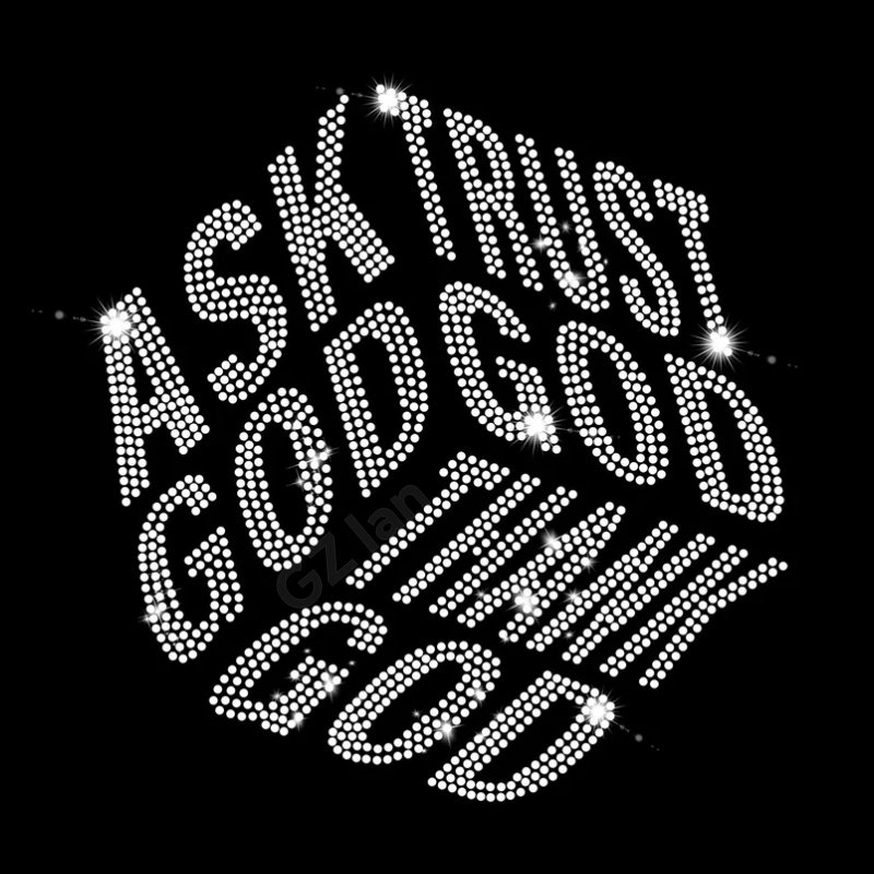 Christian Hotfix Religious Cross Rhinestone Transfer Design Crystal Hotfix Bling Custom Faith God Rhinestone