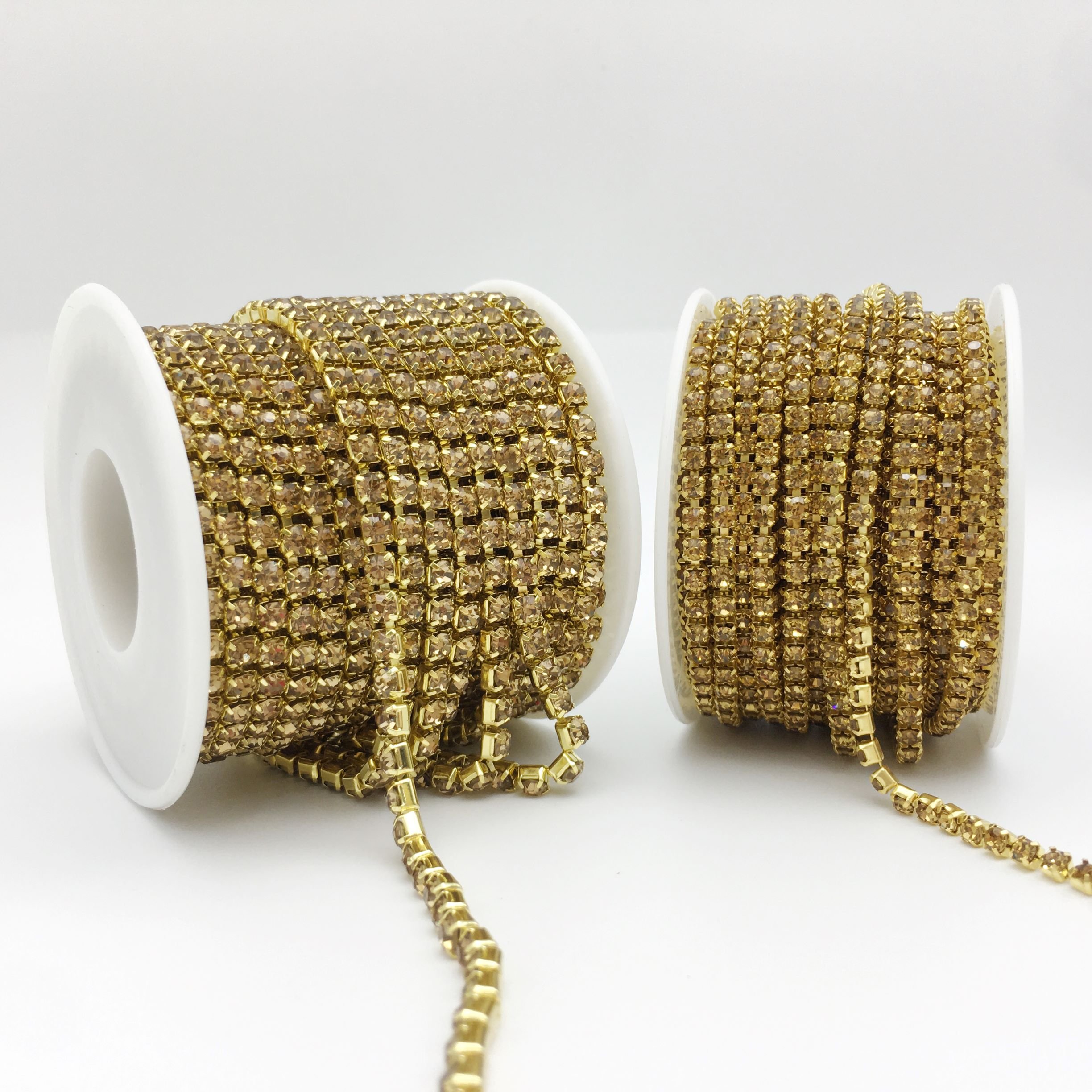 SINRONG SS12/SS16 Crystal Yellow Diamond Cup Chain Strap Sew-On Rhinestones for Shoes Garments Bags