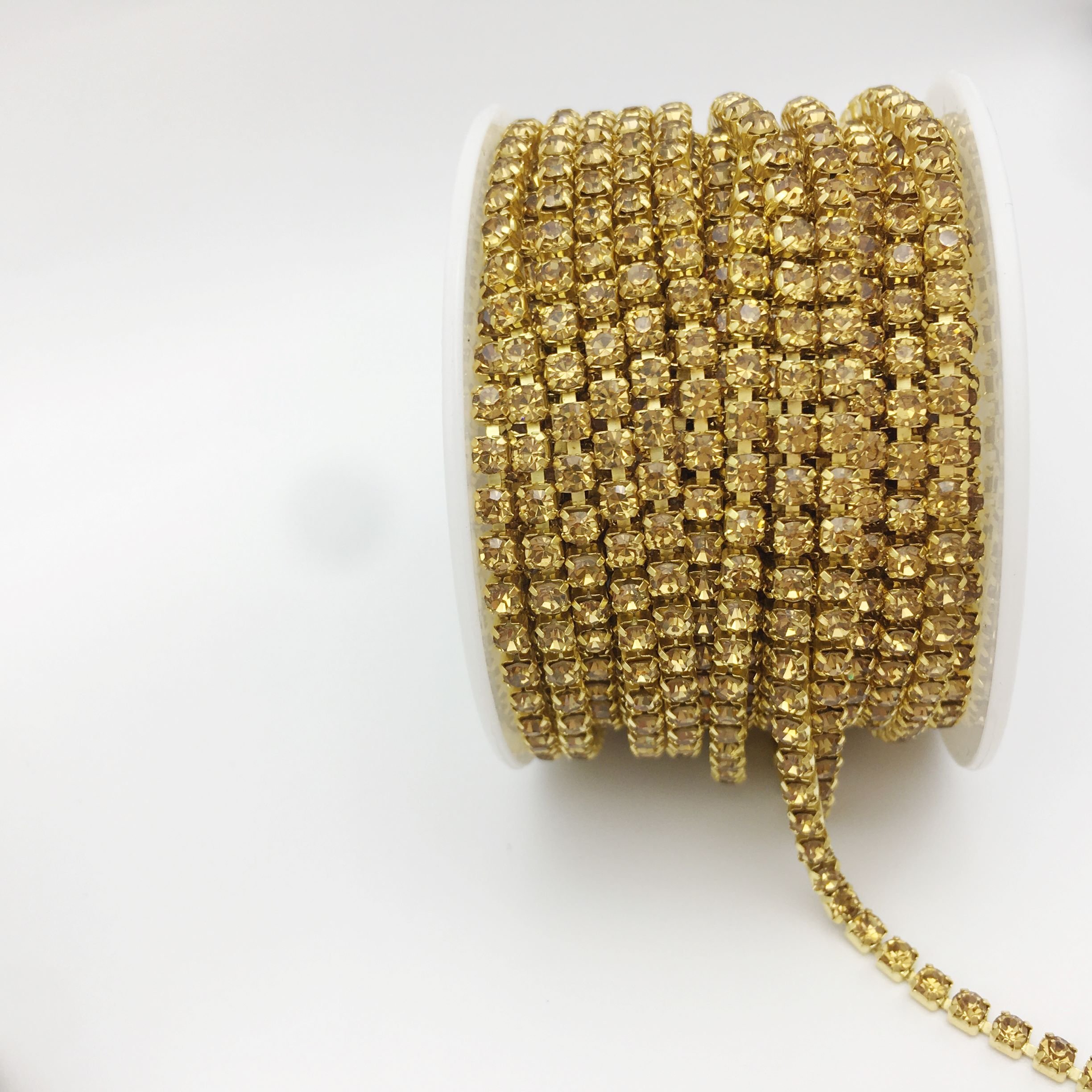 SINRONG SS12/SS16 Crystal Yellow Diamond Cup Chain Strap Sew-On Rhinestones for Shoes Garments Bags