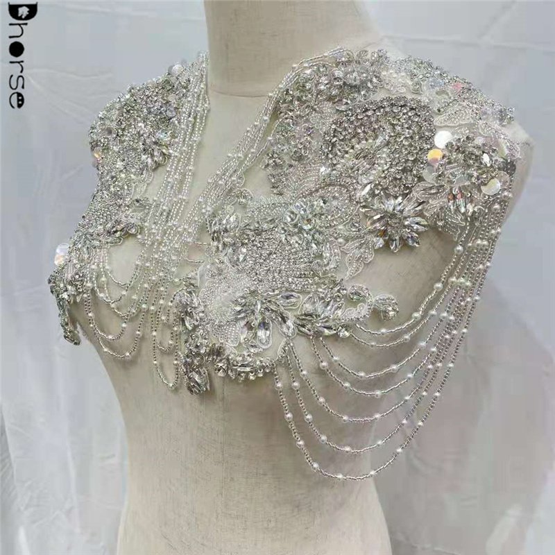 Custom DIY handwork luxury costume bodice rhinestone applique