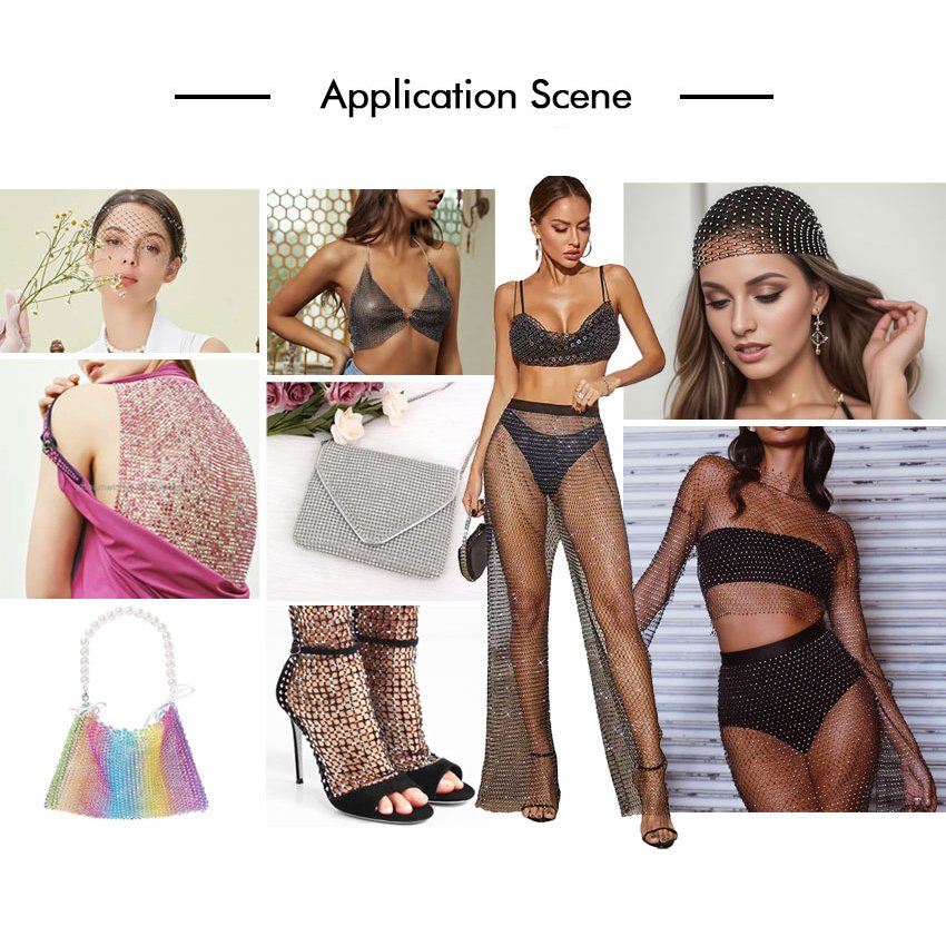 Factory Direct Sales Glass Square Soft Stretch Rhinestones Fabric Net Trim Crystal Glass Rhinestone Mesh Fabric For Bra Dress