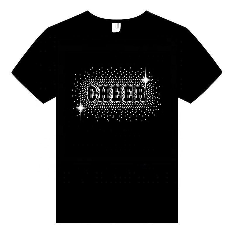 New Various Color CHEER SCATTER CHEERLEADING Hotfix Rhinestone Cheer Heat Transfers Iron On Motif Design for Garments
