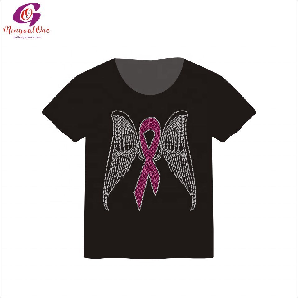 Top Selling Colorful Ribbon Hot Fix Rhinestone Transfer Custom Fight Cancer In All Colors Ribbon Words Iron On Rhinestone Motif