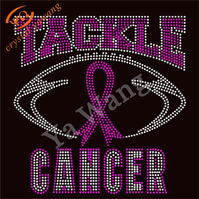 Custom Bling Breast Cancer Ribbon Rhinestone Transfer Iron On Motif