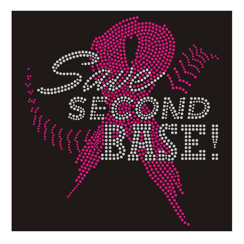 Custom Bling Breast Cancer Ribbon Rhinestone Transfer Iron On Motif