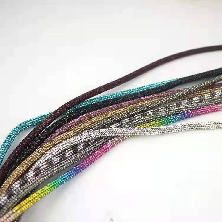 Factory direct sales4-8 Rows Of Rhinestone Rope Chain Round Pipe Diy Shoe Accessories Rhinestone Trim Chain Rhinestone Hoodie