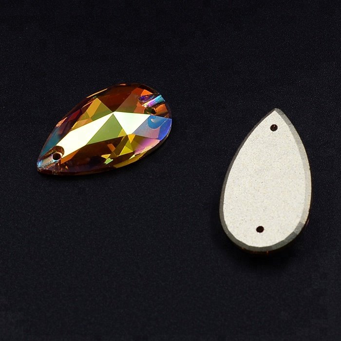 Best quality crystal strass pear shape 60 pcs packing 17X28mm AB crystal tear drop flat back sew on rhinestone for dress