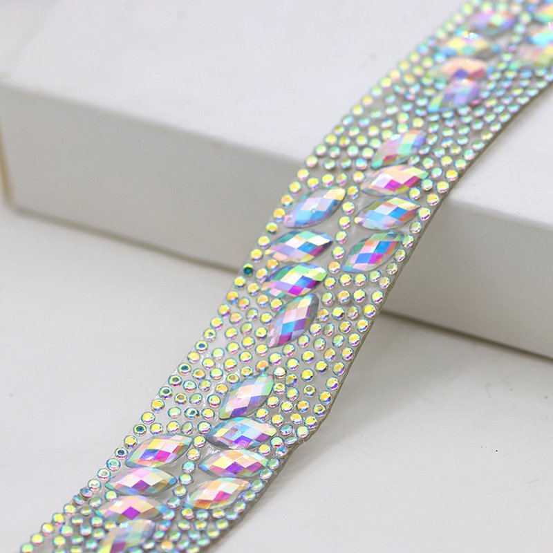 S-Shape Resin Rhinestone Chain in Blue Green Red-for DIY Hot Iron Dance Costume Decoration Also for Shoes and Bags