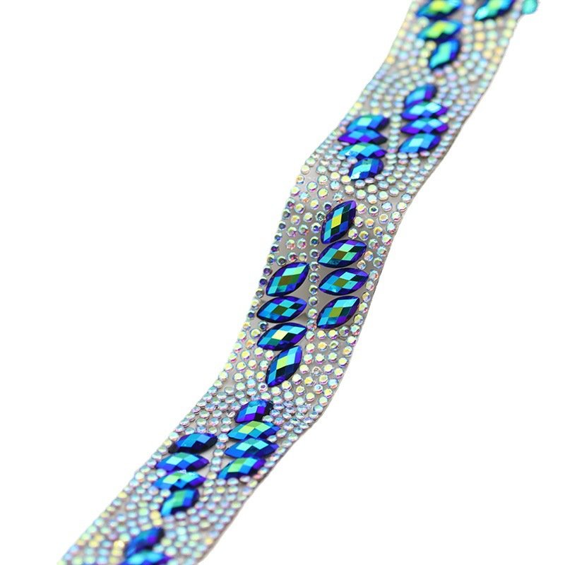 S-Shape Resin Rhinestone Chain in Blue Green Red-for DIY Hot Iron Dance Costume Decoration Also for Shoes and Bags