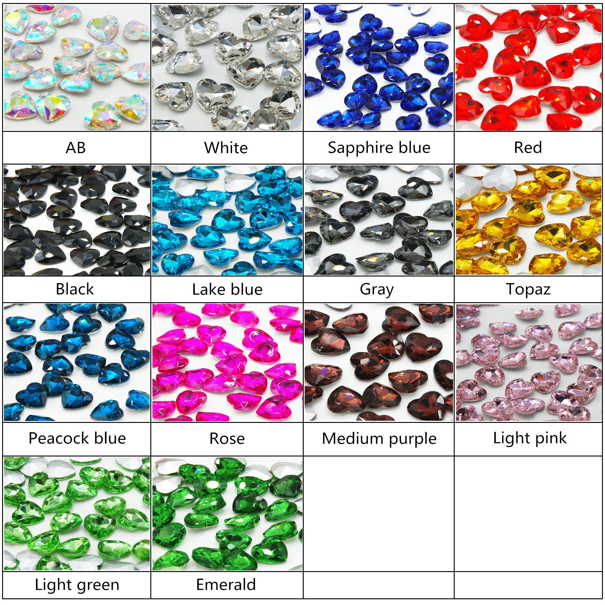 Stone Strass Heart Colorful Pointback Glass Rhinestone Brilliant Crystal 6mm-27mm Heart Shape Rhinestones 8mm Dress Material