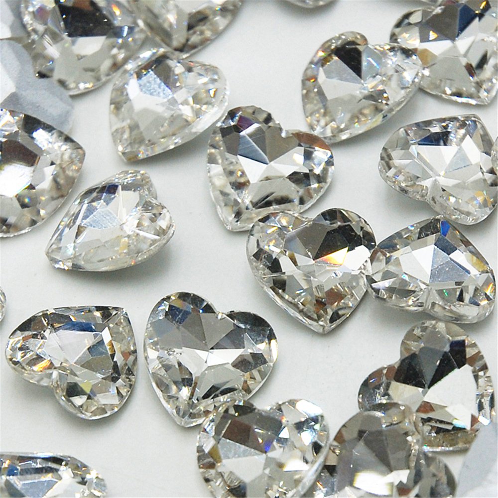 Stone Strass Heart Colorful Pointback Glass Rhinestone Brilliant Crystal 6mm-27mm Heart Shape Rhinestones 8mm Dress Material