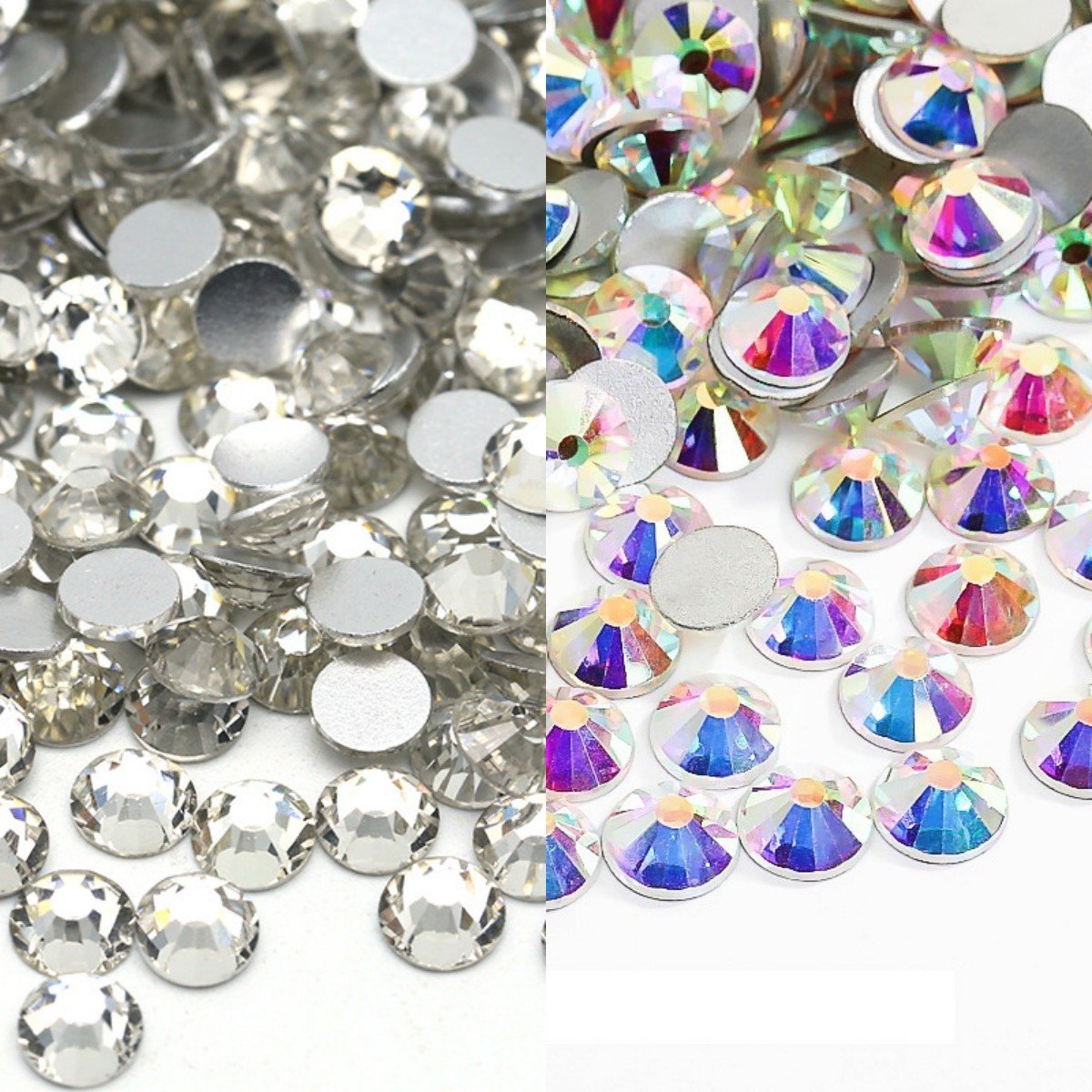 Flatback Crystal glass Flat Bottomed Diamond Circular Nail stickers ss3 to ss50 Non Hotfix Rhinestones For Clothing Bags Shoes