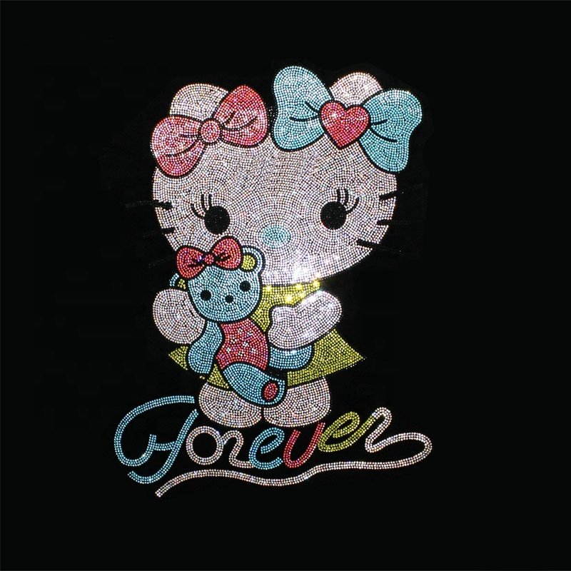 Hot Sale Bling Smiling Face Custom Rhinestone Design Custom Heat Transfer For Hoodies Hotfix Motif Transfer
