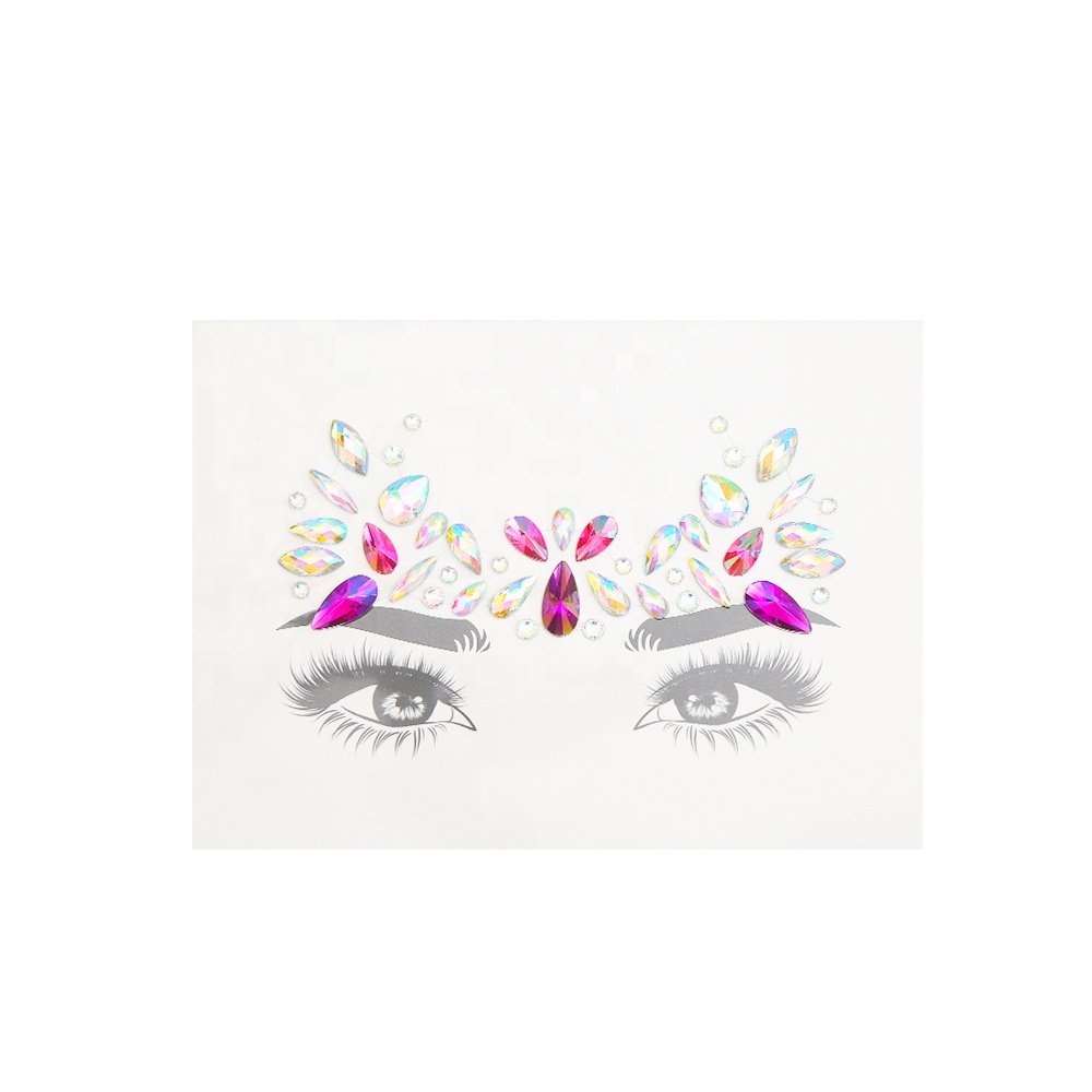 Rhinestone Eyeliner Face Jewelry Stickers Self Adhesive Custom Face Gem Tattoo Jewels for Festival