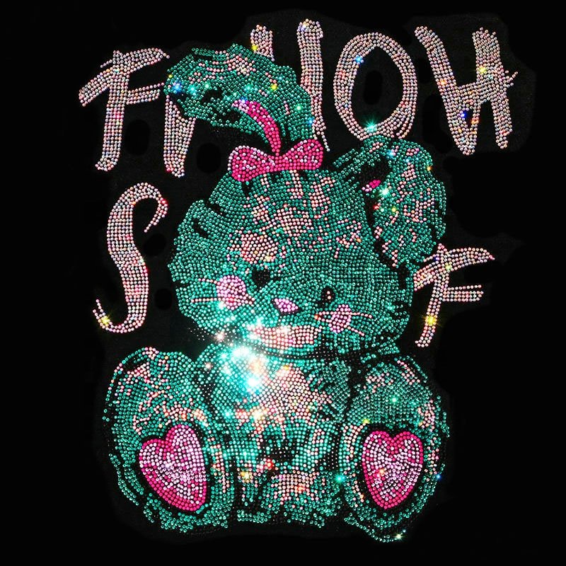 Hot Fix Iron On Custom Rhinestone Transfer Motif Rhinestone Template Hotfix Motif Transfer For DIY Shirt Heat Press Design