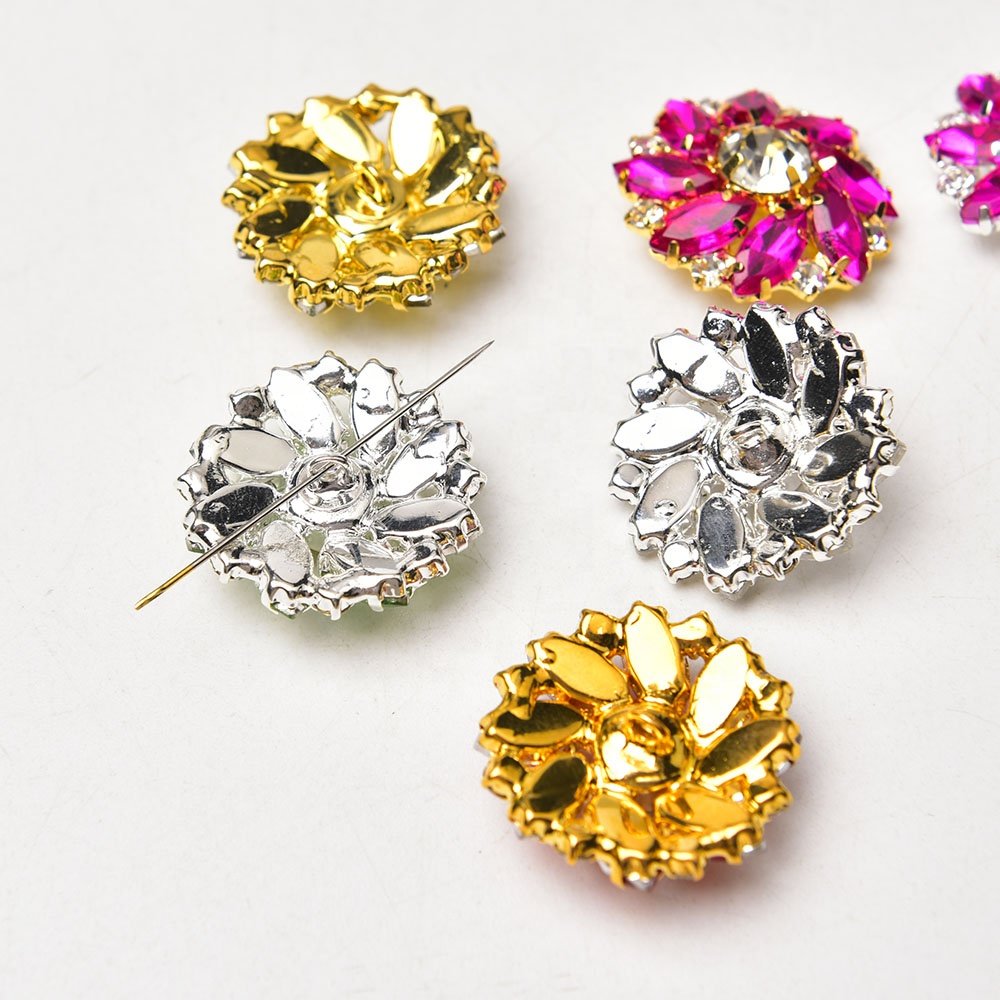 27mm New Colored Horse Eye Glass Crystal Diamond Flower Rhinestone Buttons Coat Collar Shoes Bags Wedding Dress Embellishment