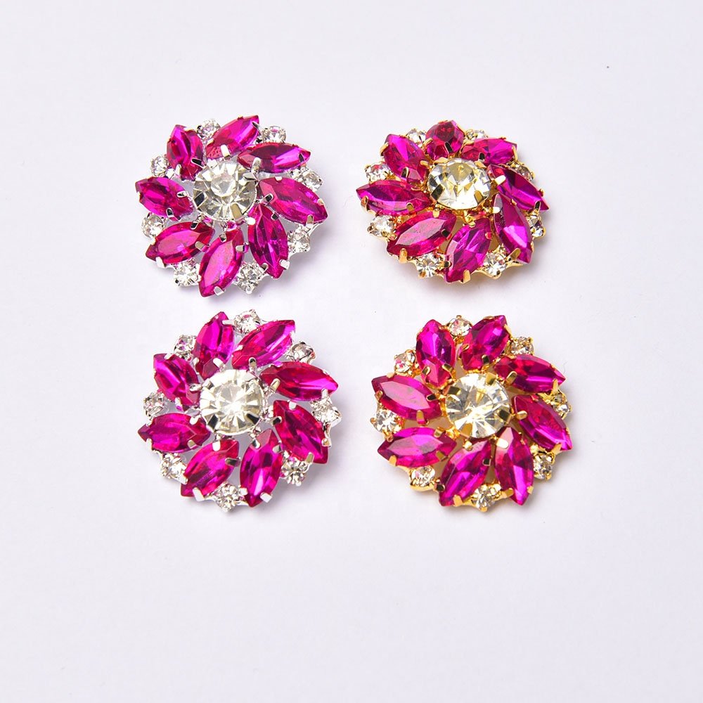 27mm New Colored Horse Eye Glass Crystal Diamond Flower Rhinestone Buttons Coat Collar Shoes Bags Wedding Dress Embellishment