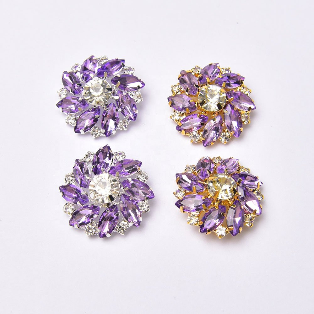 27mm New Colored Horse Eye Glass Crystal Diamond Flower Rhinestone Buttons Coat Collar Shoes Bags Wedding Dress Embellishment