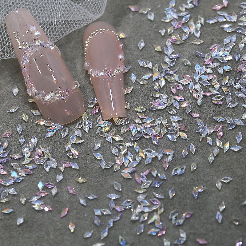Popular Flat Back Rhombus Glass Nail Diamond Shiny Crystal Zircon Nail Charms Nail Art Rhinestone