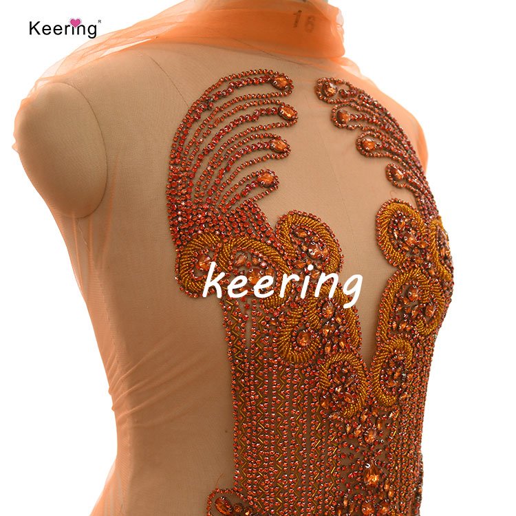 WDP-245 Keering 2024 Sexy Ball Blue Dress Bling Bling Decorated Appliques Handmade Rhinestone Applique For Wedding Dress