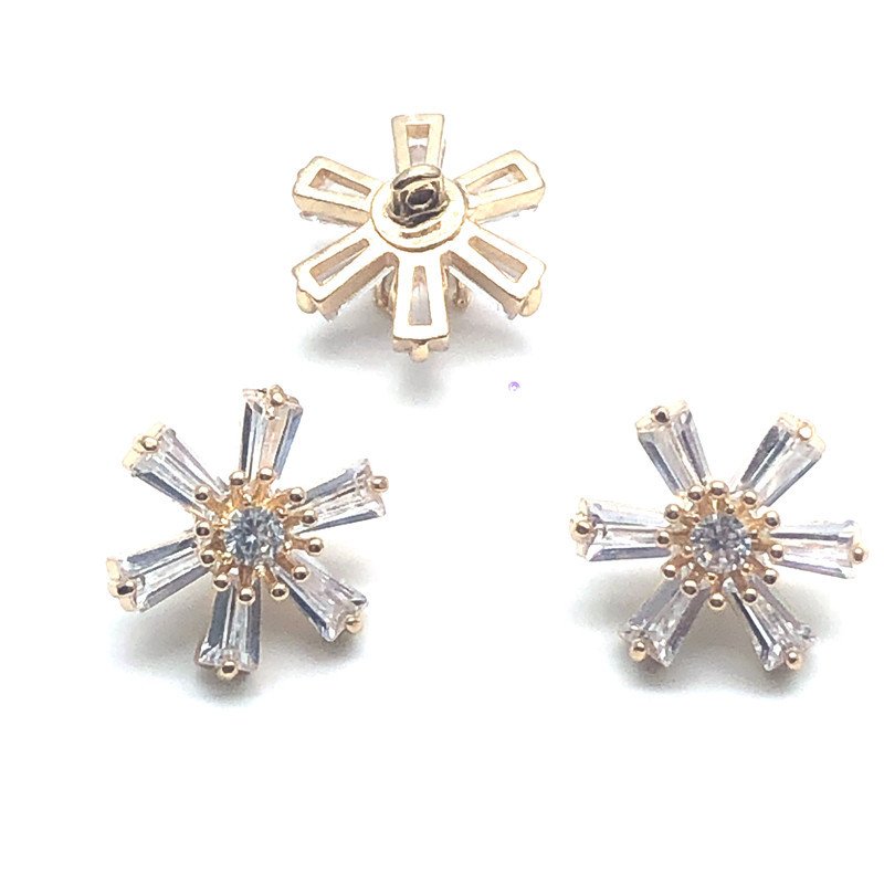 Fancy Rhinestones Decorative Sunflower Crystal Buttons Sewing On Fashion Zircon Button For Women Overcoat Alloy