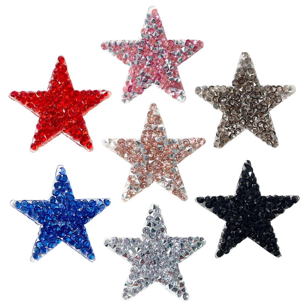 Factory Direct 4 cm Star Rhinestone Designer Patches Cover Hot Fix Badges Motif Patch for Jeans