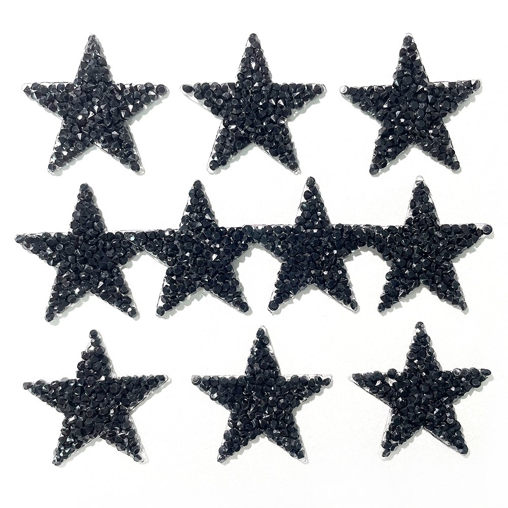 Factory Direct 4 cm Star Rhinestone Designer Patches Cover Hot Fix Badges Motif Patch for Jeans