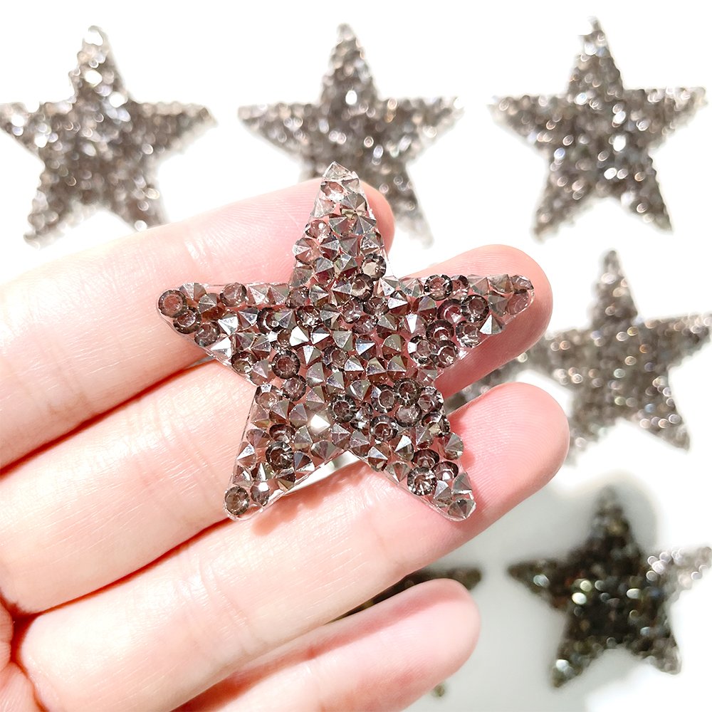 Factory Direct 4 cm Star Rhinestone Designer Patches Cover Hot Fix Badges Motif Patch for Jeans