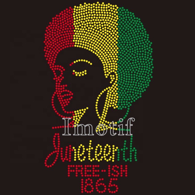 Wholesale Hot Fix Strass Template Juneteenth Iron-On 1865 Bling Rhinestone Heat Transfer Flatback Afro History for Shirt