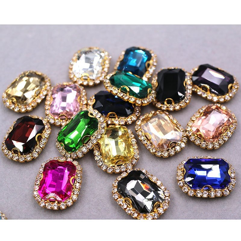 8*10mm/10*14mm Rectangle Shape Sew on Rhinestone With Silver Crystal Claw Setting