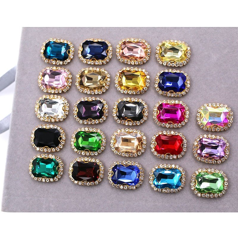8*10mm/10*14mm Rectangle Shape Sew on Rhinestone With Silver Crystal Claw Setting
