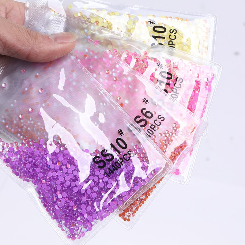 Yantuo Wholesales Mermaid Beads Purple AB Glass Nail Art Rhinestones Half Round Rhinestones