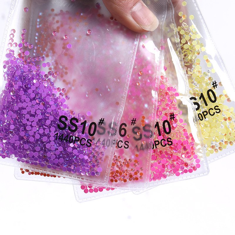 Yantuo Wholesales Mermaid Beads Purple AB Glass Nail Art Rhinestones Half Round Rhinestones