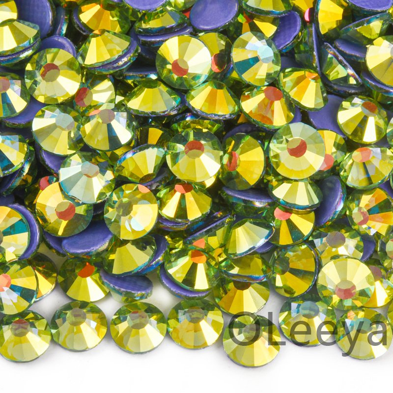 Oleeya Wholesale Gemstone Transfer Designs Sparkle Magic Crystal High Quality Glass Hotfix Rhinestone For Bows Accessories