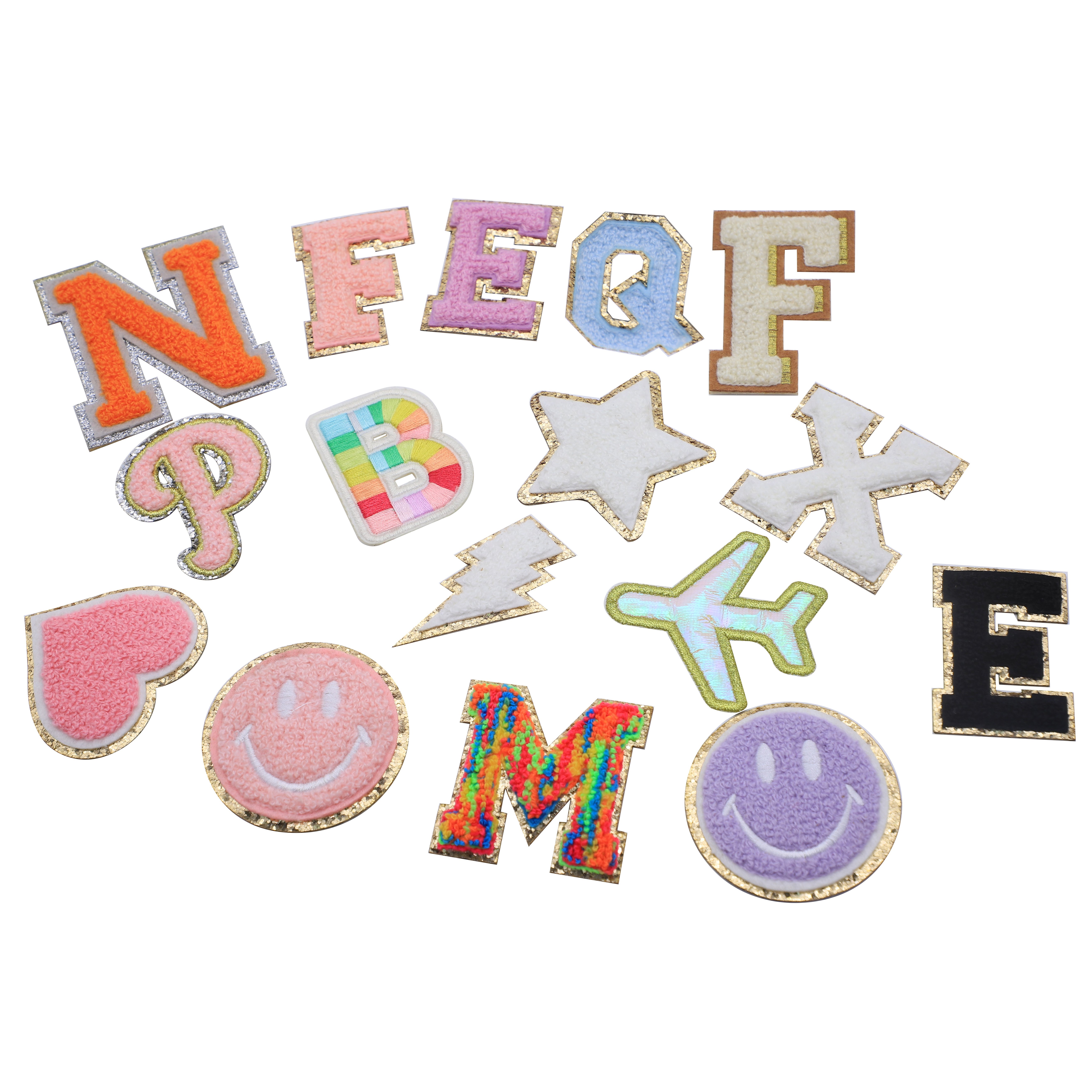 Personalized Custom Branded Logo Embroidery Letter Chenille Patches, chenille Badges sew on jacket&bag&cap