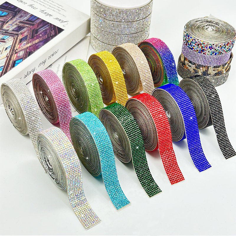 Hot Sale Self-Adhesive Crystal Rhinestone Ribbon Diamond Bling Ribbons Sticker for Arts Crafts Birthday Party DIY