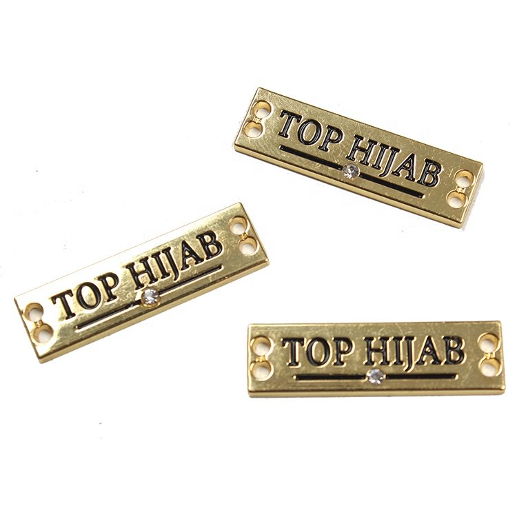 Hot Sale Custom 3D Engraved Logo Metal Plate Labels with Rhinestone