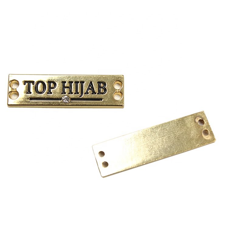Hot Sale Custom 3D Engraved Logo Metal Plate Labels with Rhinestone