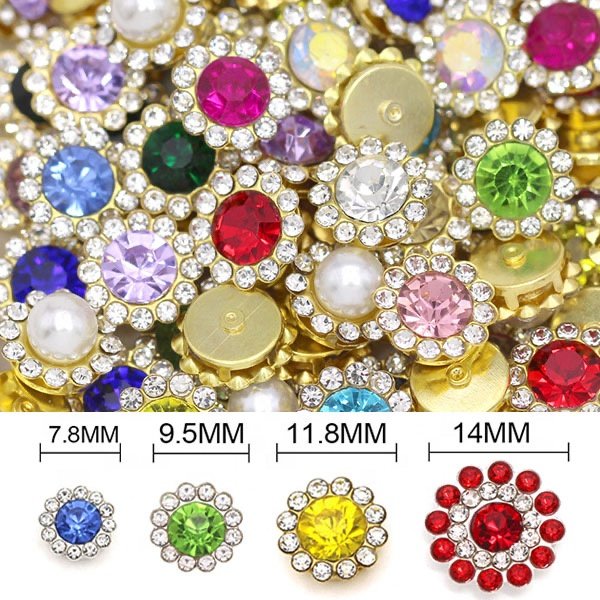Rhinestone Crystal Glass Sew On Flower Applique Golden Aplique Sewing Rhinestones Flat Back