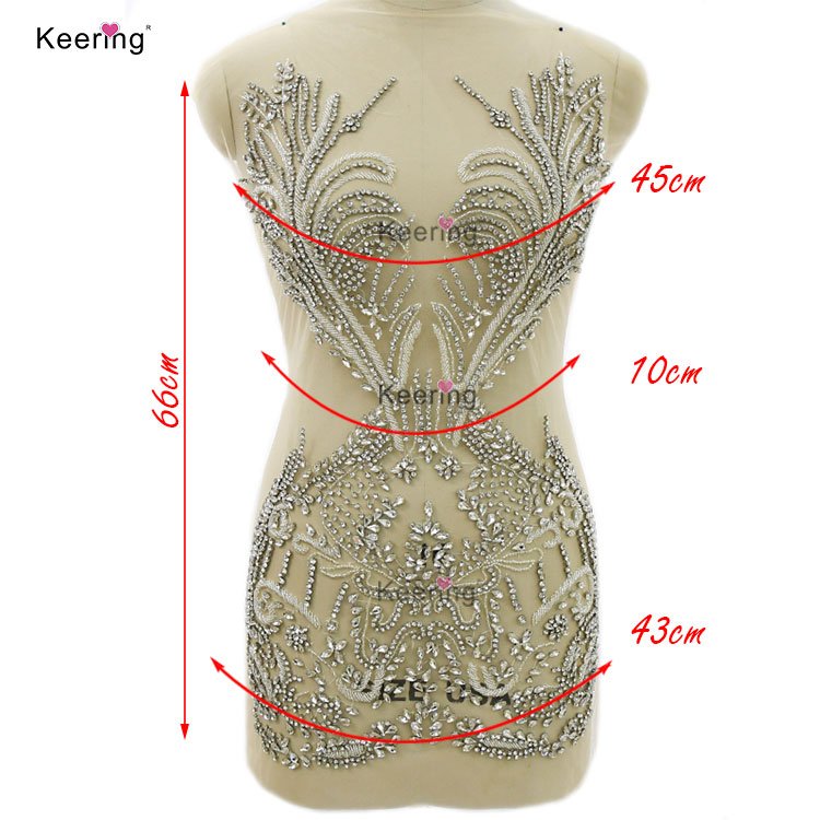 WDP-440 Sparkly rhinestone bodices applique crystal panel wedding evening party bridal dress patch