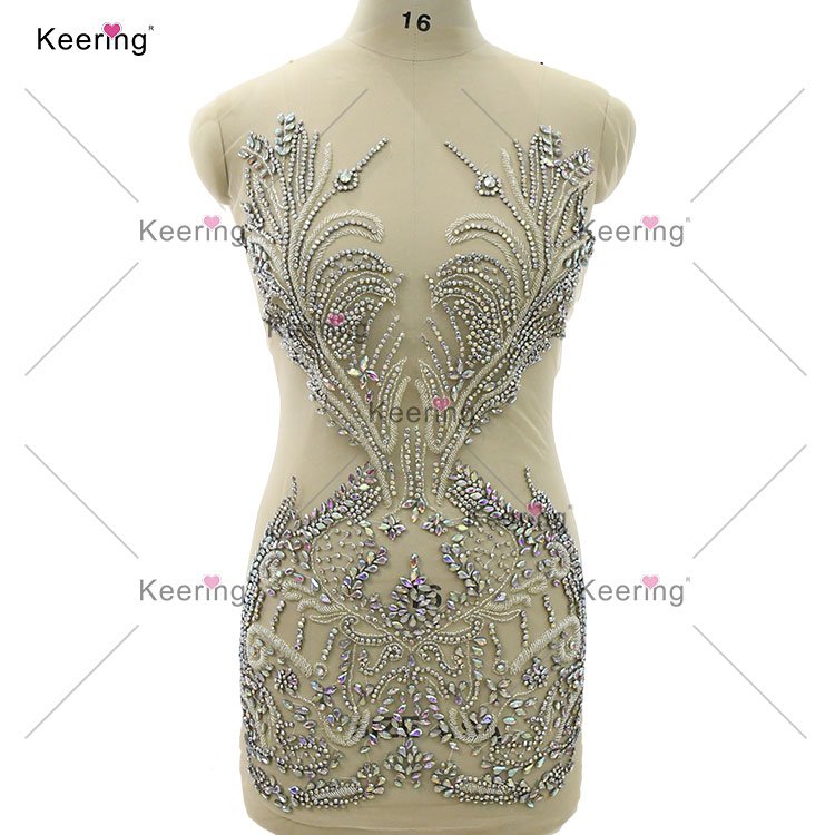 WDP-440 Sparkly rhinestone bodices applique crystal panel wedding evening party bridal dress patch