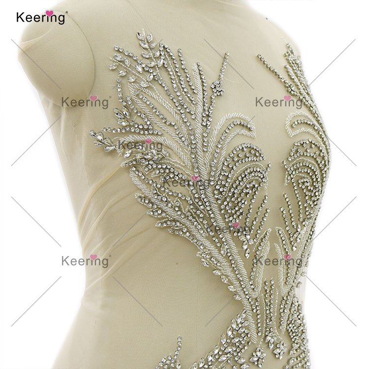 WDP-440 Sparkly rhinestone bodices applique crystal panel wedding evening party bridal dress patch